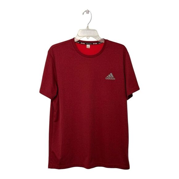 Adidas Shirt Mens Large Red Short Sleeve Climalite Outdoors Athletic Gym L - Picture 1 of 9